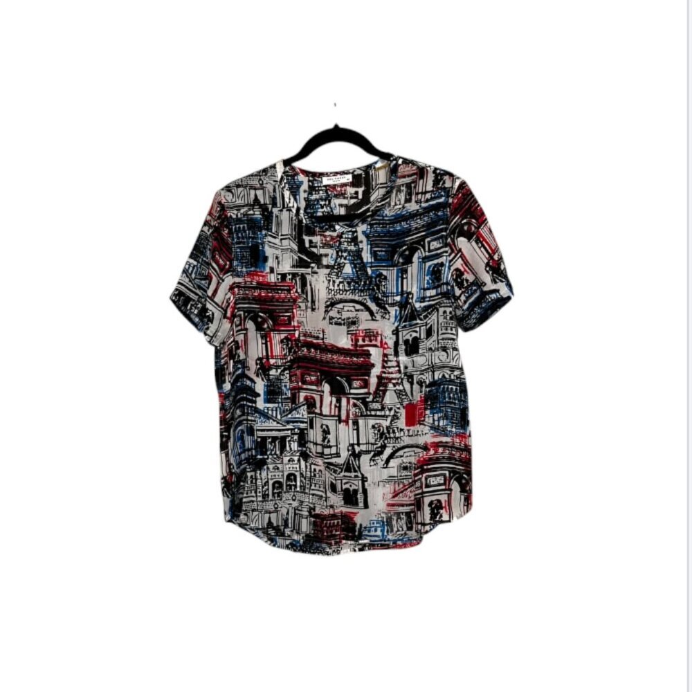 Equipment Paris city print Pattern silk blouse